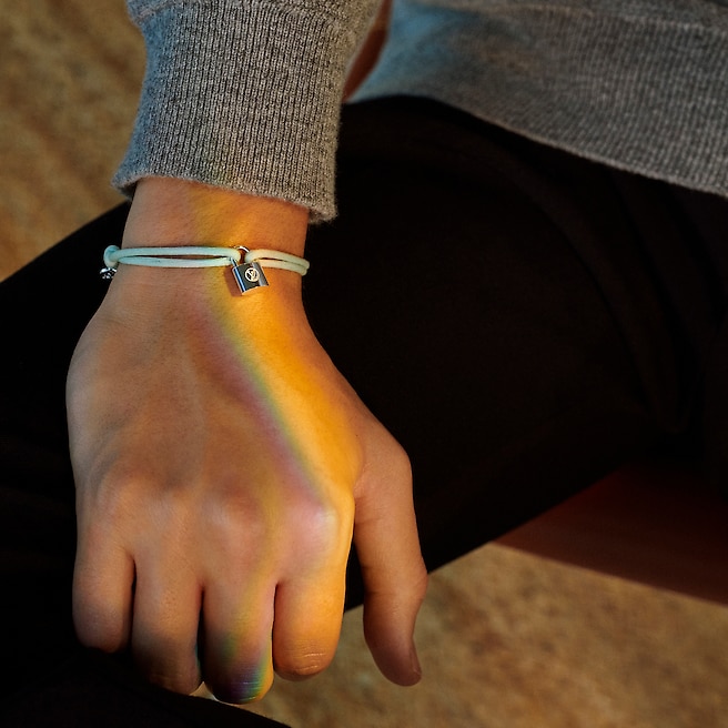 SILVER LOCKIT X DOUDOU LOUIS BRACELET, RECYCLED SILVER AND ORGANIC COTTON  CORD 