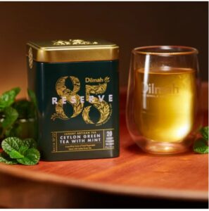 85 Reserve Ceylon Green Tea with Mint Tin Caddy Logo