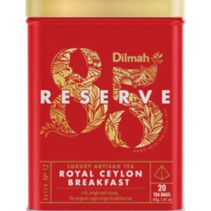 85 Reserve Royal Ceylon Breakfast Black Tea Tin Caddy Logo